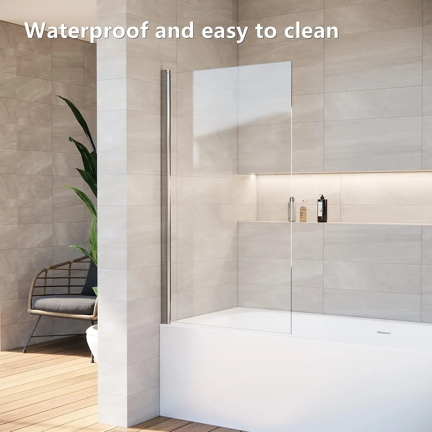 Door Swing Bathtub Screen,Bathtub Shower,Bathroom Door with Bottom Seal,Liftable and Foldable Glass Door 4