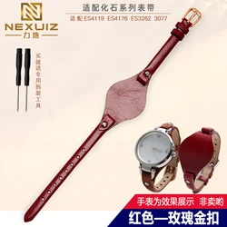 Women's 8mm Genuine Leather Watch Strap - Soft Cowhide Band Bracelet in Stylish Design - 8mm (Red rose gold)