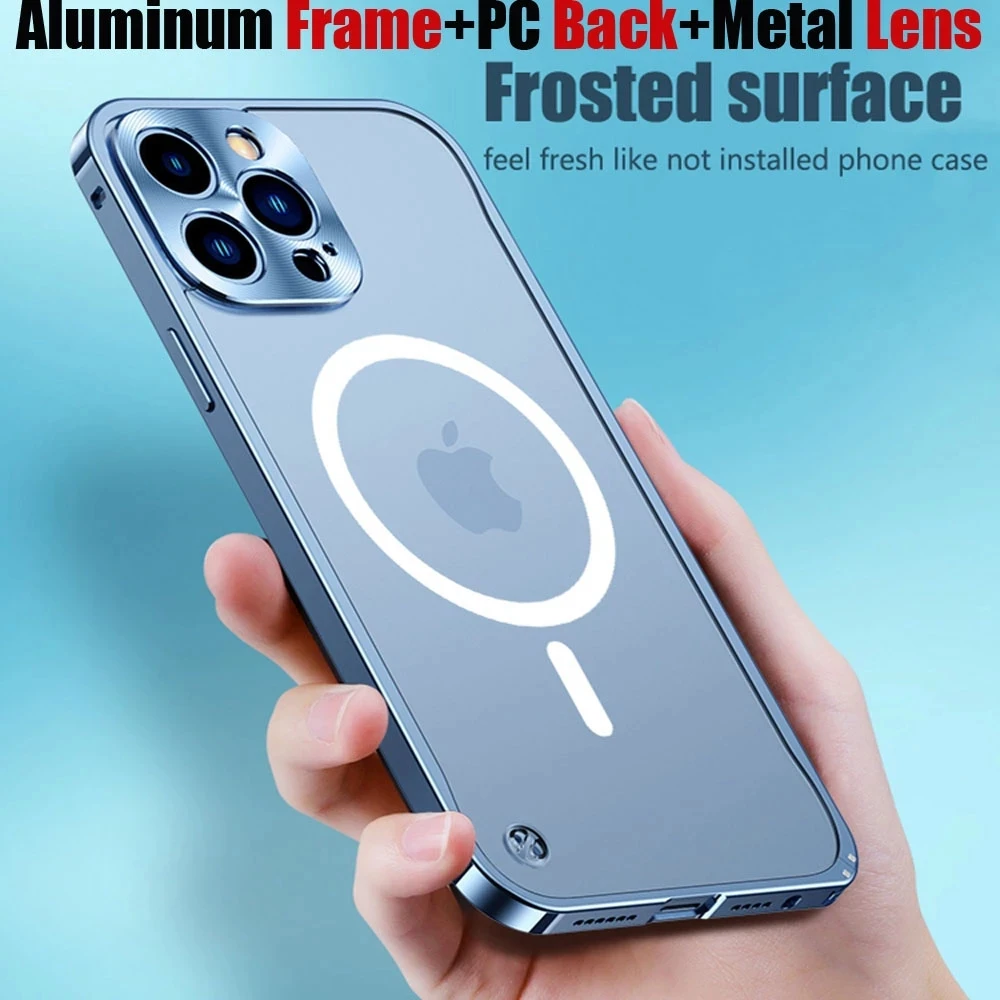 

Металлический магнитный чехол для телефона iPhon 12 13 Pro Max Magsafe для Iphone 12 Promax 13 Mini, Алюминиевые Магнитные Чехлы, Беспроводная зарядка