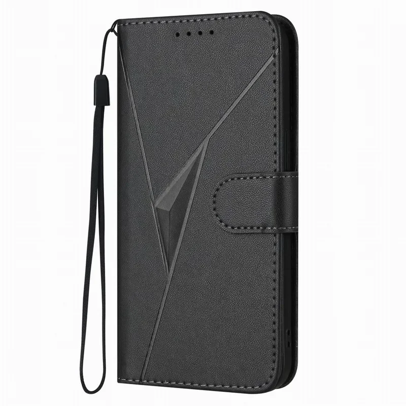3D Triangle Wallet Phone Cover with Card Slots and Stand Feature #NIB