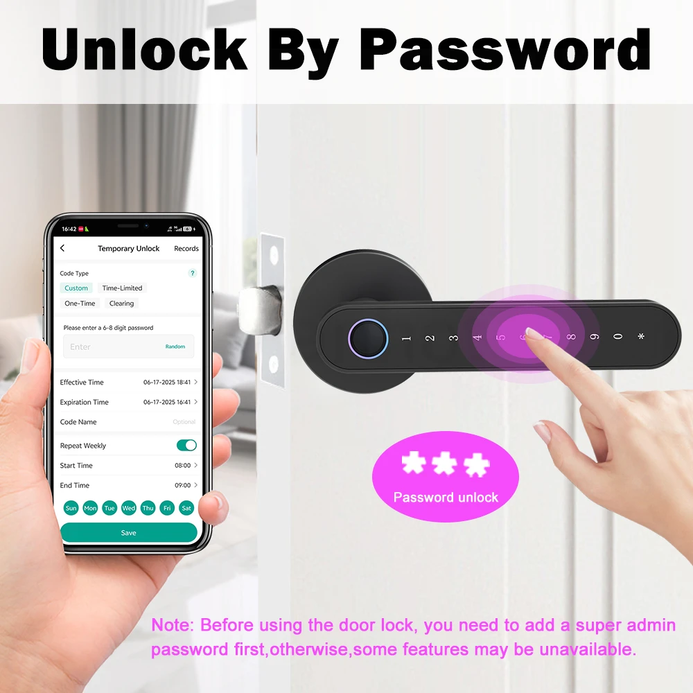 Tuya Smart Door Lock Buletooth Security Protection Digital Electronic Lock With Fingerprint Key PassWord APP Remote UnLock