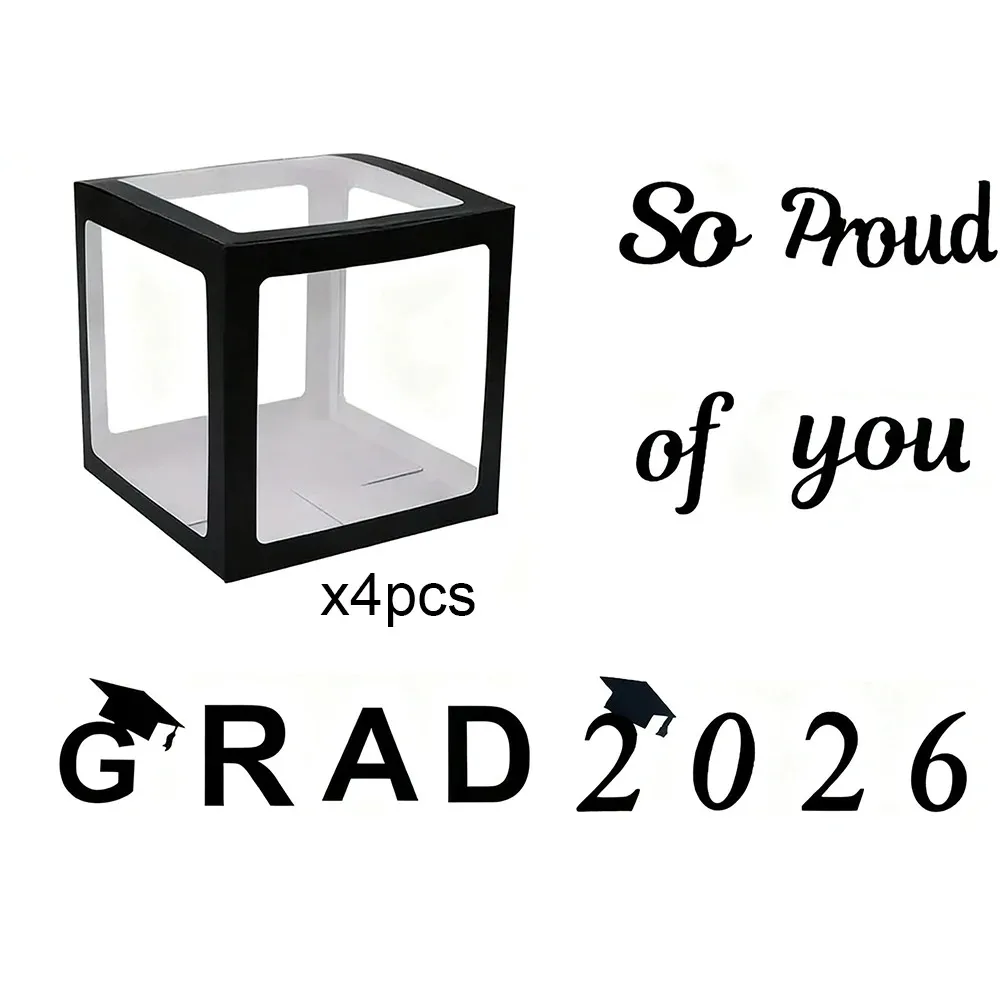 4-Piece GRAD 2026 Balloon Boxes – Graduation Party Decoration Set 6