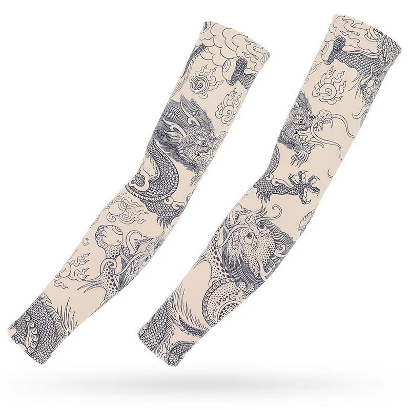 Unisex UV Protection Cooling Tattoo Design Cycling Arm Sleeves
