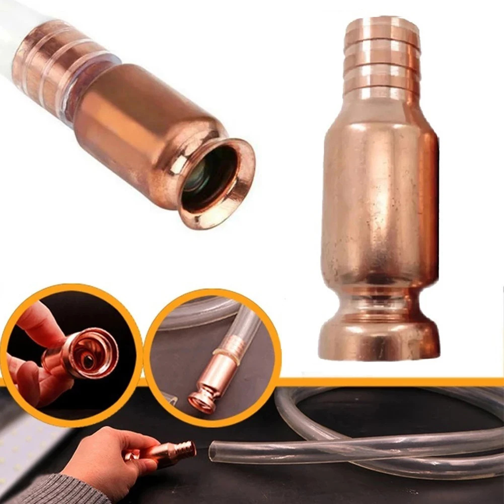 1pc Copper Siphon Filler Pipe For Safely Pumps Water Fuels Paints Copper 0.59in Self-priming Oil Pipe Pumpor Head Accessories