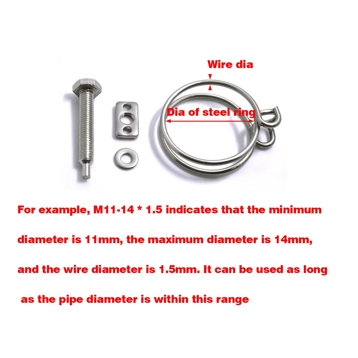 

304 Stainless Steel Wire Pipe Clamp / Double Wire Clamp Holding Clamp Water Pipe Clamp / Oil Pipe Clamp Strong Pipe Clamp