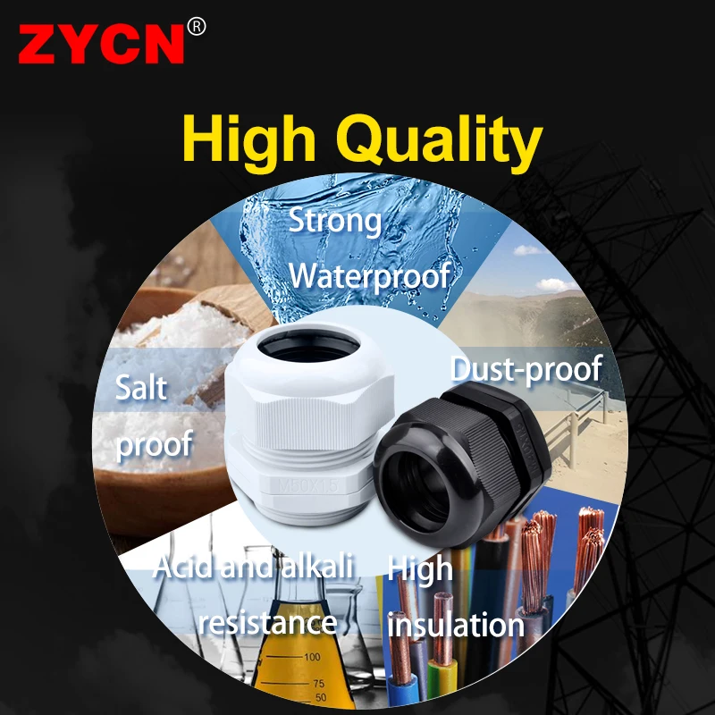 10Pcs Nylon Waterproof Connector Cable Gland M12 M18/M20 M24 M25 IP68 Plastic White Black Connector Seal Joint Entry Fixed Wire