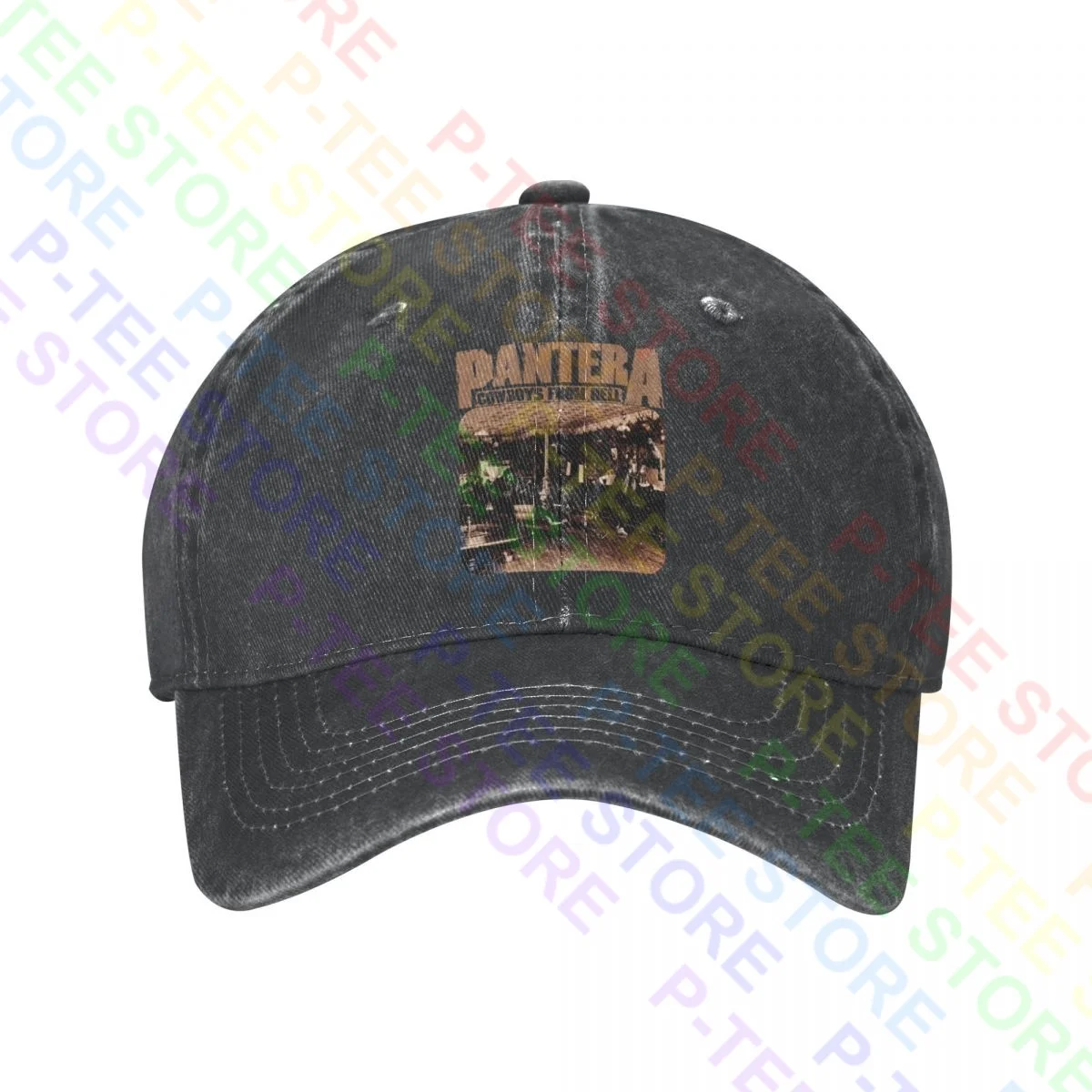 Pantera Cowboys From Hell Album Cover Pantera Band Classic Rock Washed Denim Berretto Da Baseball Trucker Hats Premium