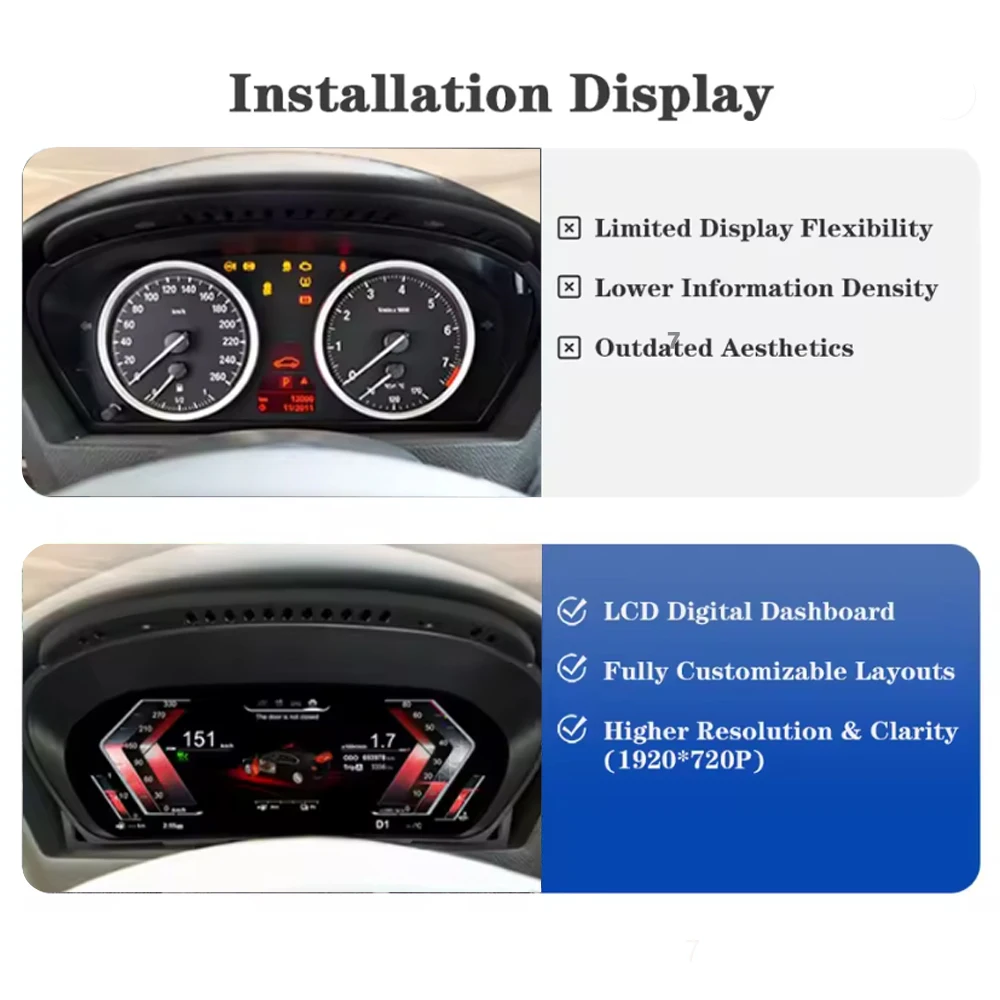 Pantalla LCD de 12.3 pulgadas para BMW X5 E70 X6 E71 2006-2013, panel de instrumentos CCC, velocímetro virtual combinado. 2