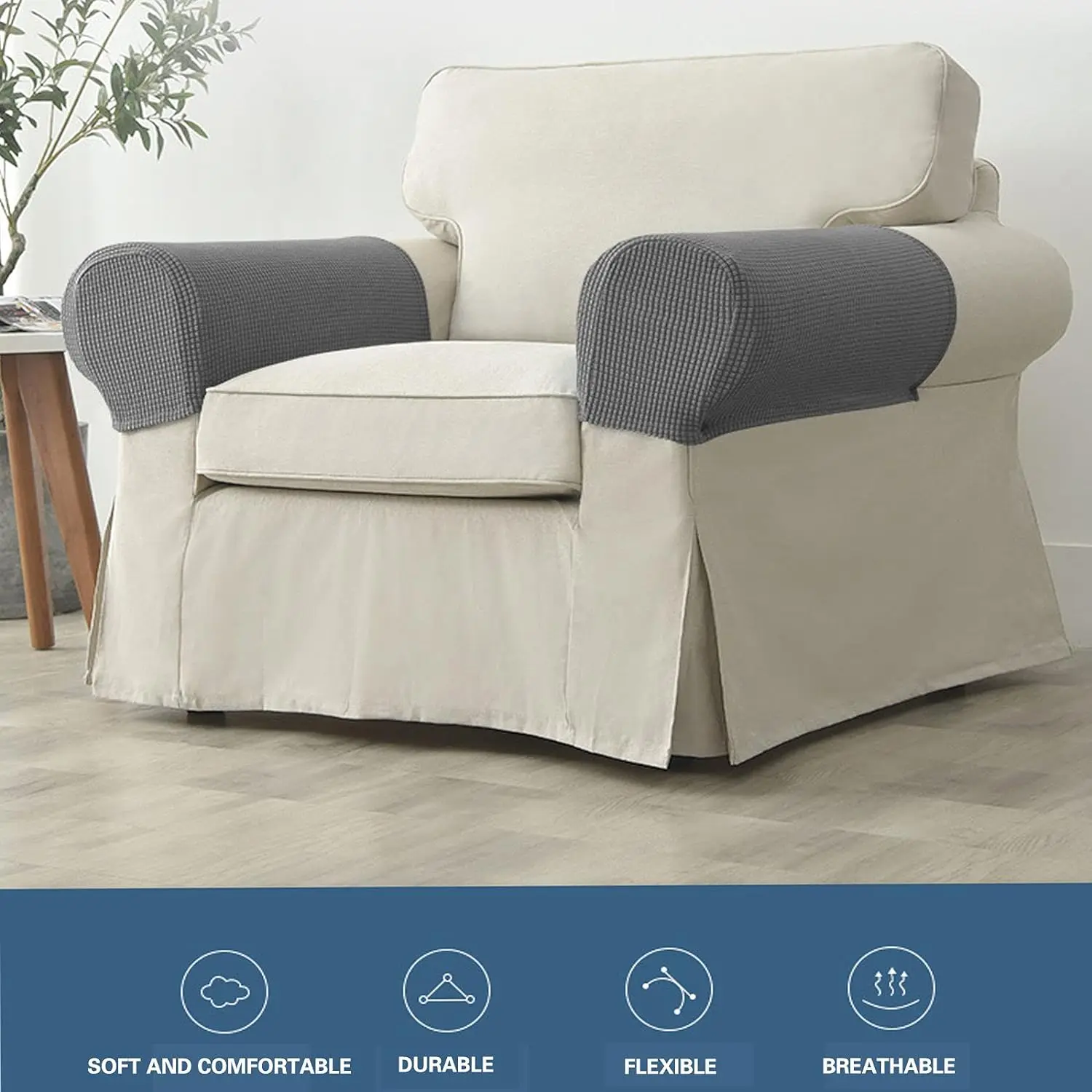 2pcs/set Stretch Armrest Chair Covers,  Sofa Arm Covers Universal Cover For Living Room Home Decor 3
