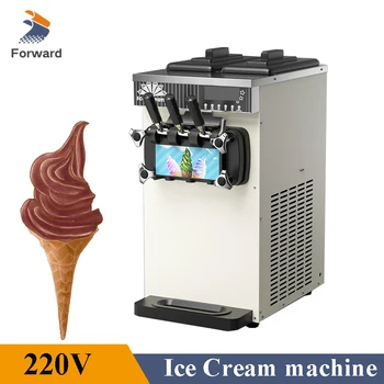 Soft Serve Ice Cream Machine with 3 Dispenser 220V Yogurt Soft Ice Cream Making for Snack Dessert Shop 1