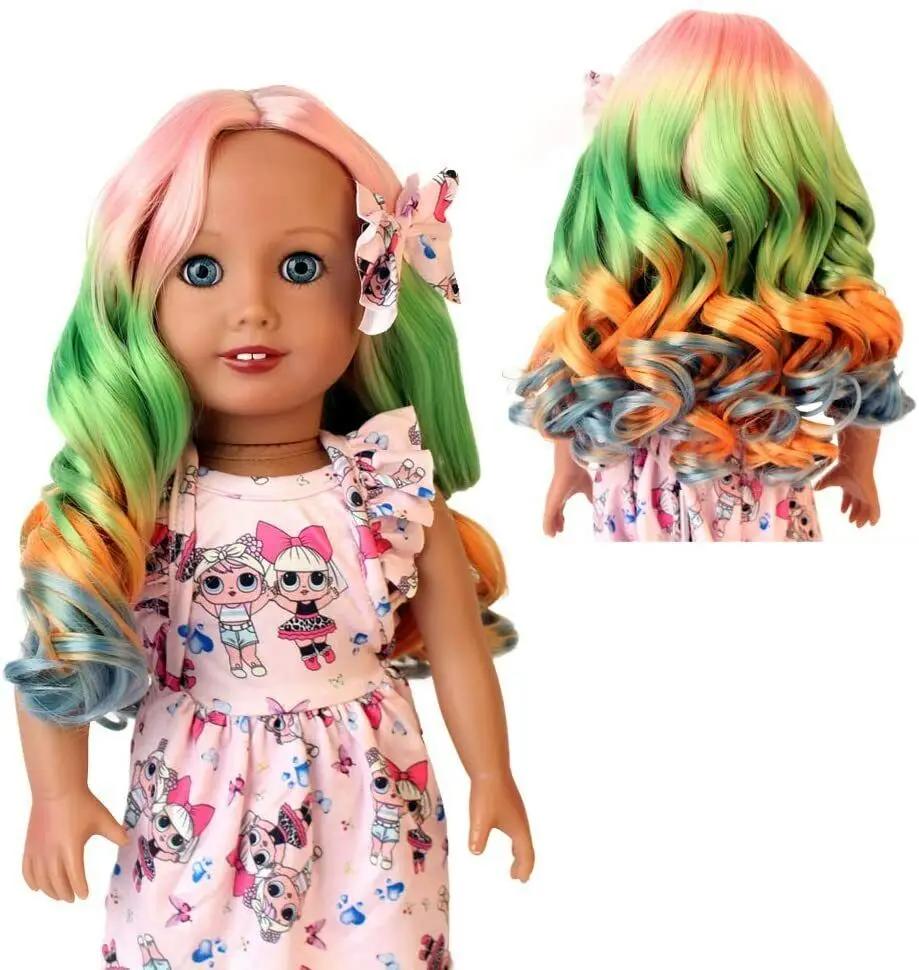 18inch Doll Wig Long Color Mixing High Temperature Doll Accessories For Dolls DIY Girl Gift Free Shipping Items