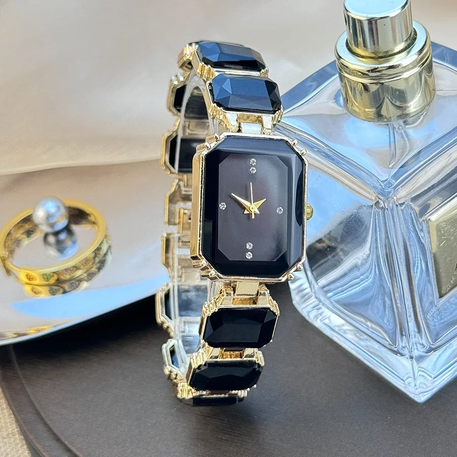 No Brand Square Watch Steel Water Luxury Fashion Women