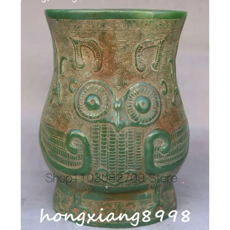 

Rare China Old Green Jade Parrot Parrots Birds Beast Animal Vase Bottle Jar Jug