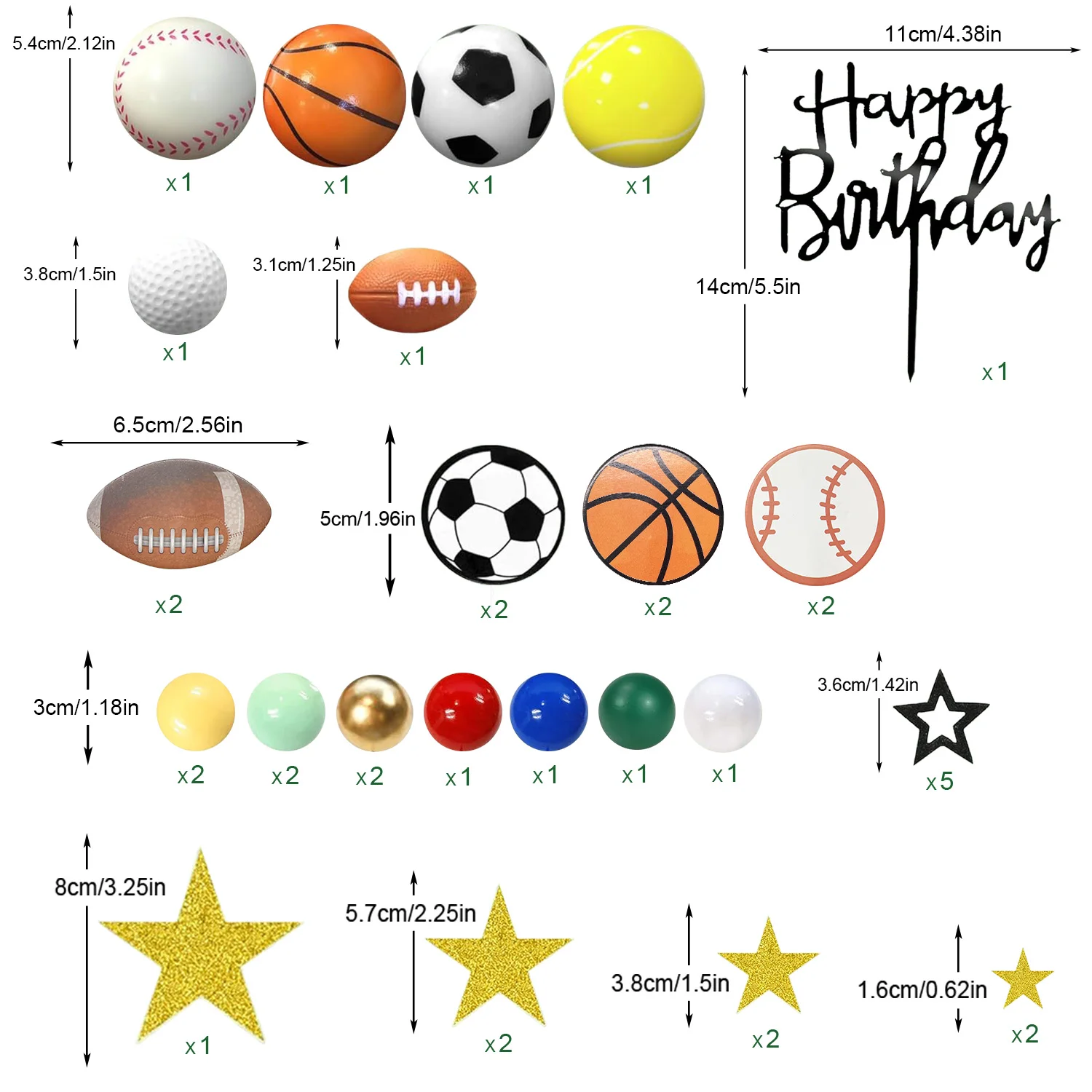 37-teiliges Sport-Kuchenaufsatz, Sport-Kuchendekoration mit Fußball, Fußball, Baseball, Basketball, Tennis, Golf, für Jungen und Herren, Sport-Thema – Detail 8