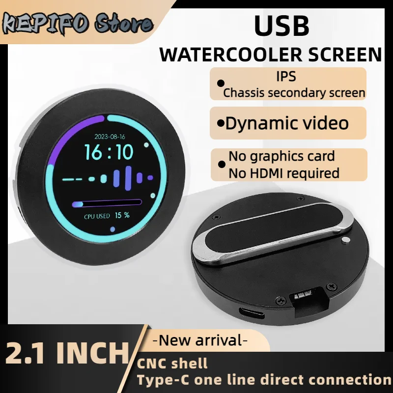 USB 2.1 인치 수냉 스크린, 480x480 IPS 보조 스크린, 2.1 인치 원형 LCD, 데스크 PC CPU GPU RAM HDD 모니터링, 무료 AIDA64