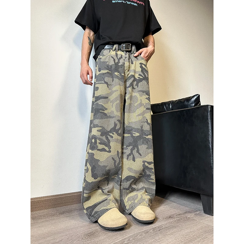 

Leopard Pants Korean Popular Clothes American Vintage Cargo Pants Men Wide Leg Jeans New Rock Loose Trousers Man Baggy Men's