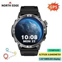 Km TH EDGE-Montre intelligente de sport pour homme, GPS, affichage Amoled, AOD, appel Bluetooth, baromètre d'altitude, boussole, étanche IP68, 1.43 2