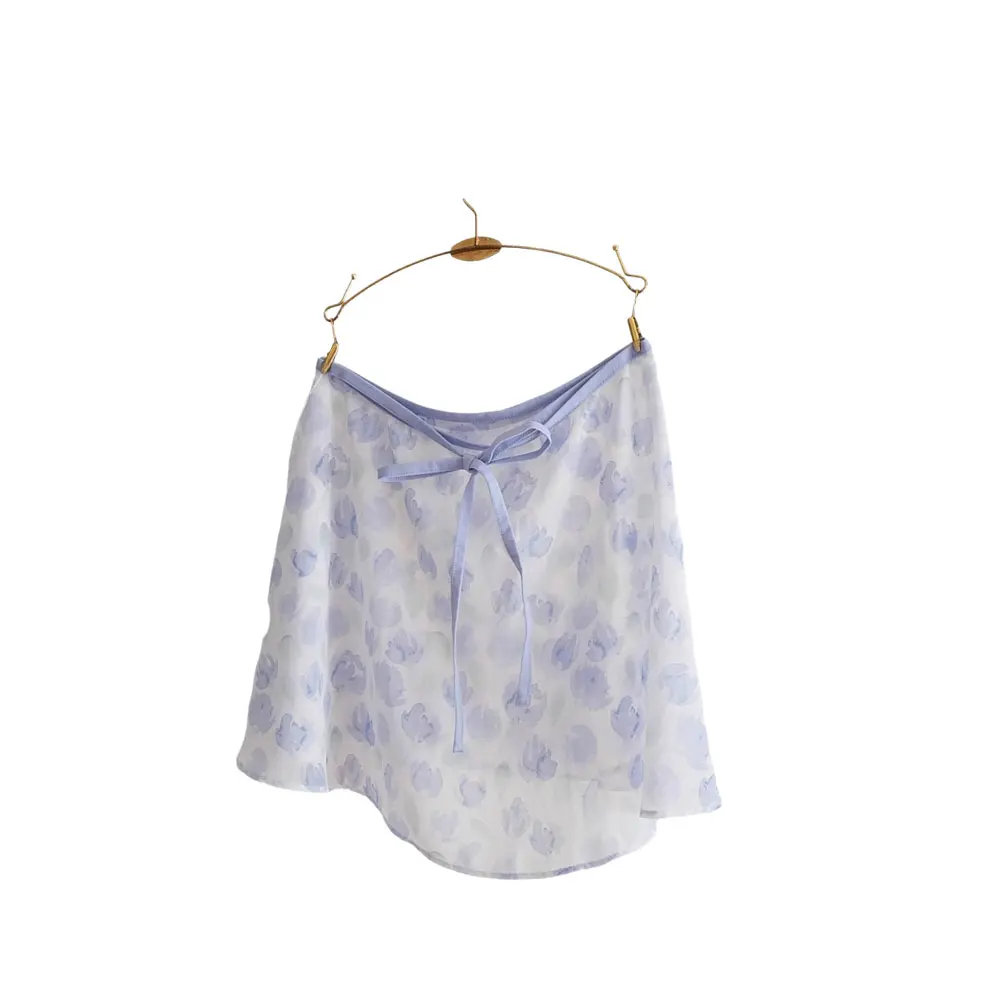 

Балетная короткая юбка с эластичным поясом, женская танцевальная юбка с фиолетовым цветочным принтом, юбка для гимнастики, балетный костюм, Lyrical юбка