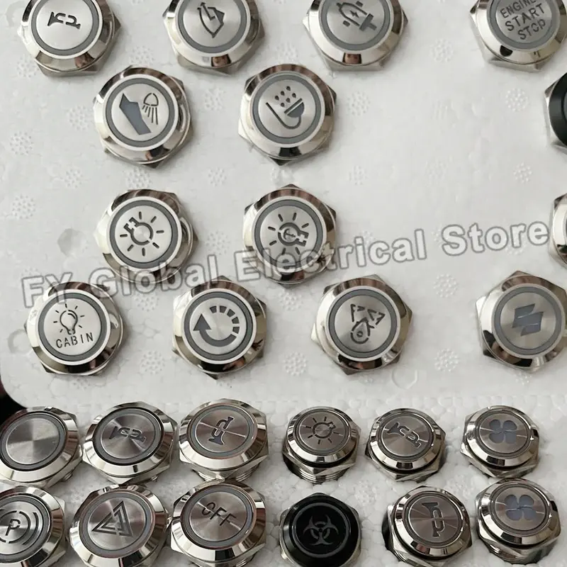16/19/22mm Customized Metal Push Button Switch with Socket Start Stop For Car Boat Fog Black/Silver Waterproof LED Light 12V 24V - Image 3