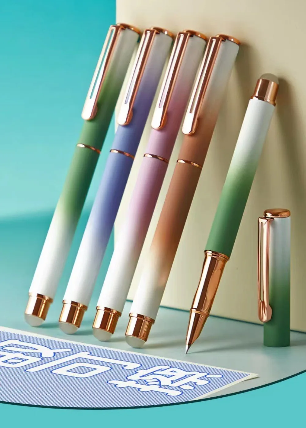 Hochwertiger Füllfederhalter mit 0,38 mm Spitze, austauschbarer Tintenbeutel, löschbarer Neutralstift, bunter Gelstift, Geschenk für Schule, Büro, Studenten – Detail 2
