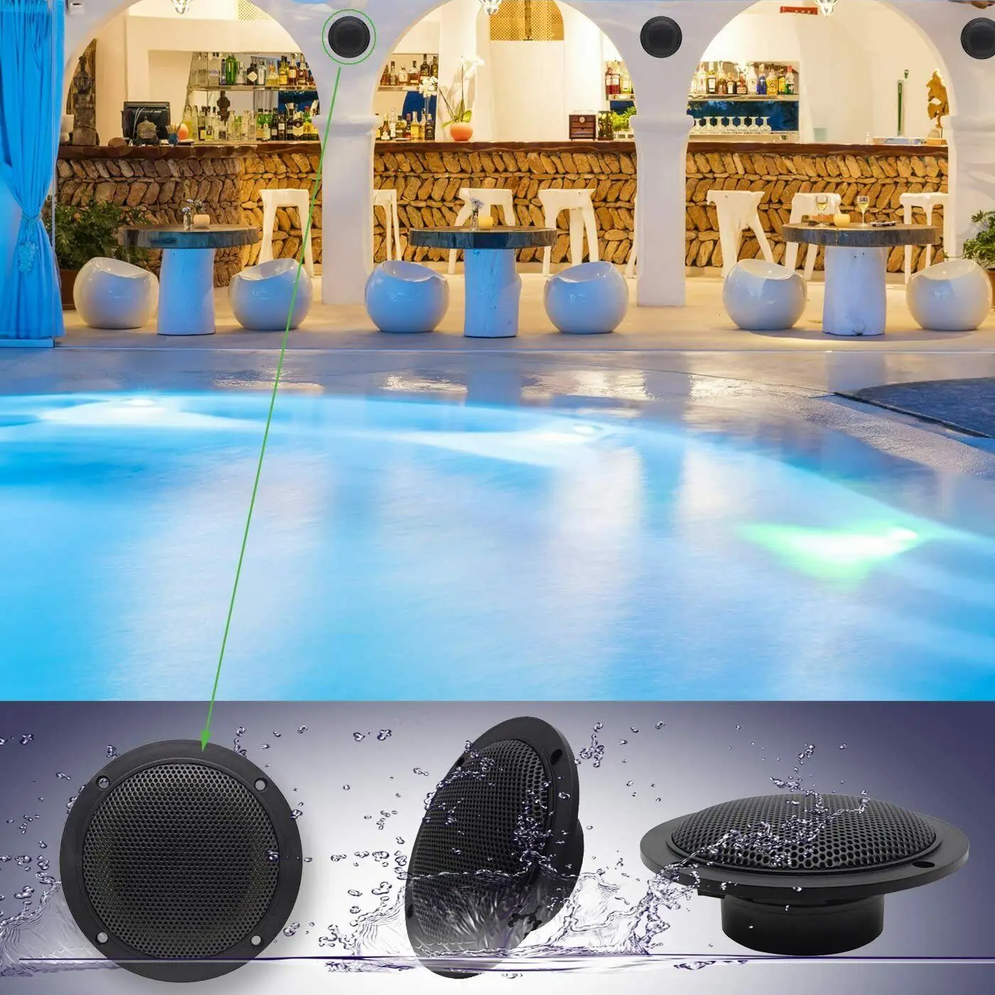 Bluetooth Speaker Wall Ceiling Speaker Marine Speakers 4 Inch 160W Home In-Wall Ceiling Waterproof Speaker Surround Sound Speaker for Kitchen Bathroom Yacht Outdoor Theater