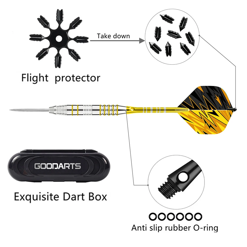 Professional Steel Tip Darts Set with Extra Flights and Accessories for Practice and Competition