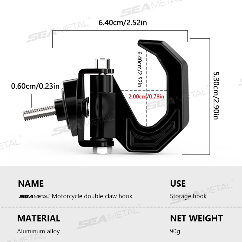 Motorcycle Helmet Double Hooks Aluminum Alloy Bracket Mount Motorbike Scooter Helmet Holder Universal Handfree Hanging Hook
