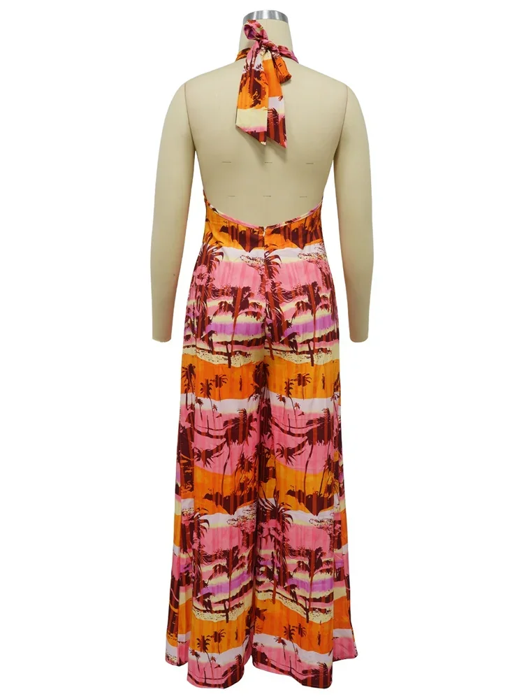 Wmstar Women's Jumpsuits Summer New Halter Backless Loose Casual Jumpsuit for Women Wide Leg Romper Wholesale Dropshipping