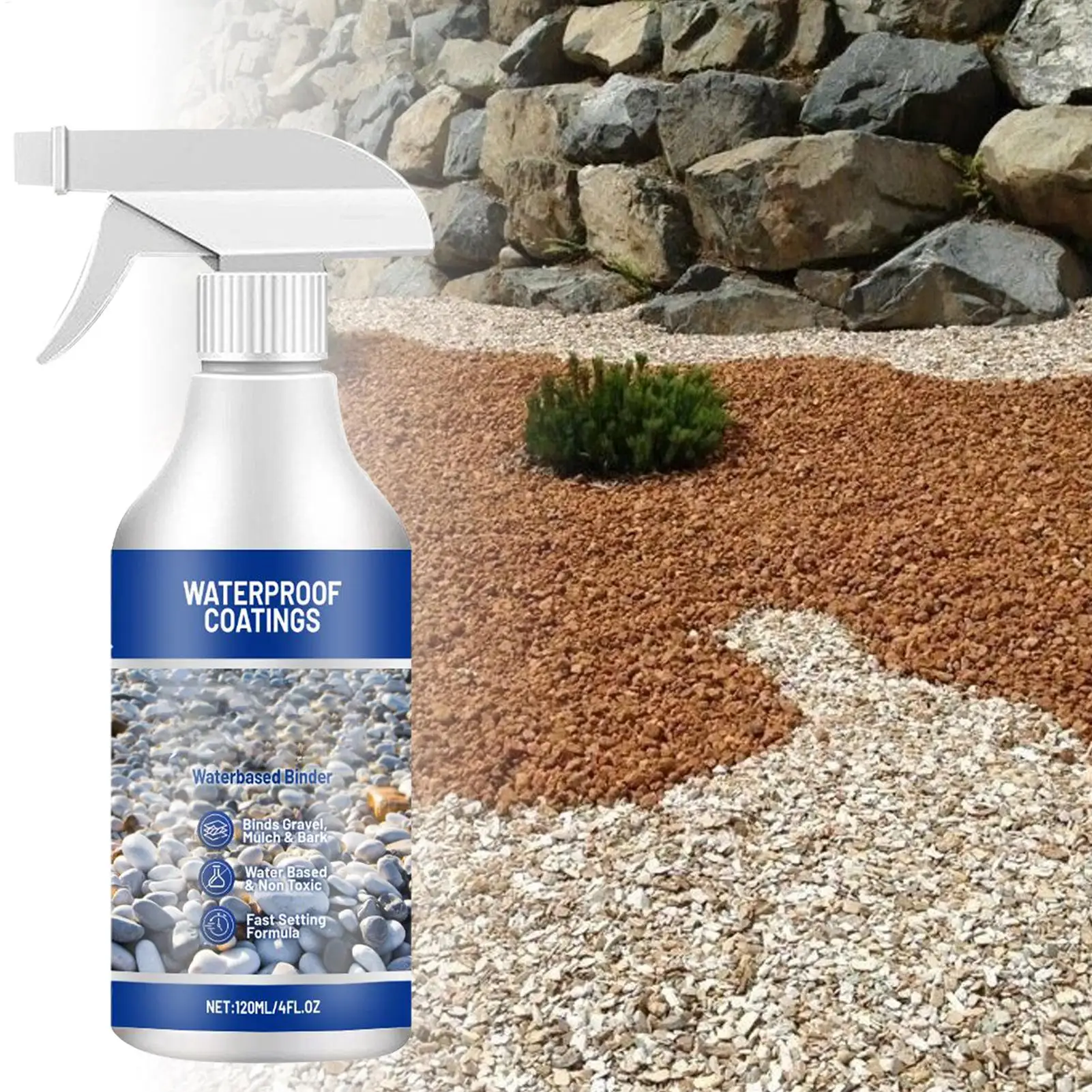 Gravel Glue Lock Down Sticky Rock Glue Sealer Adhesive Stabilizer Waterproof Fast Drying Spray 120ml For Outdoor Yard Playground
