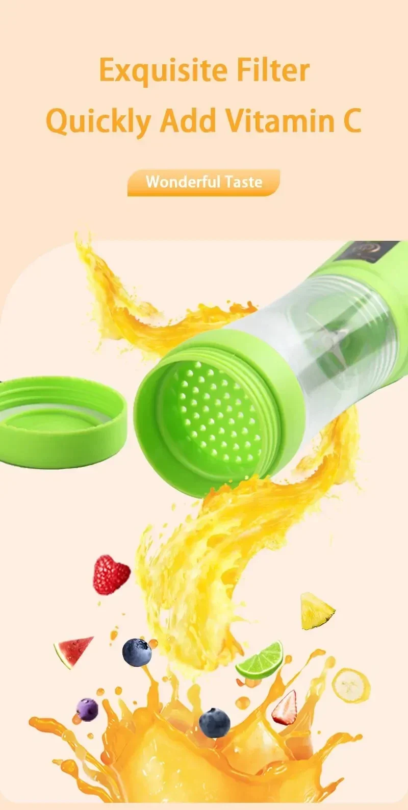 Description Picture 4 of itemIconic Brand Electric Juicer Mini Portable USB Rechargeable Blender Milkshake Fruit Juicer Multifunctional Juice Machine Blender Home
