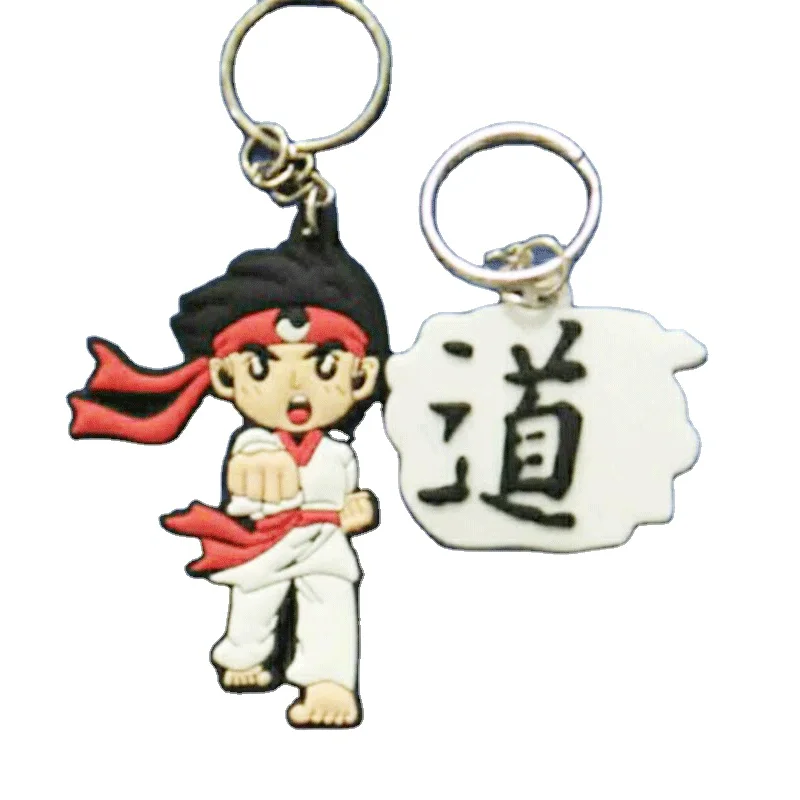 At a loss 10pieces Keychain Taekwondo Supplies Cartoon Sport Gifts for Birthday Keepsake Pendant Key Button key Ring