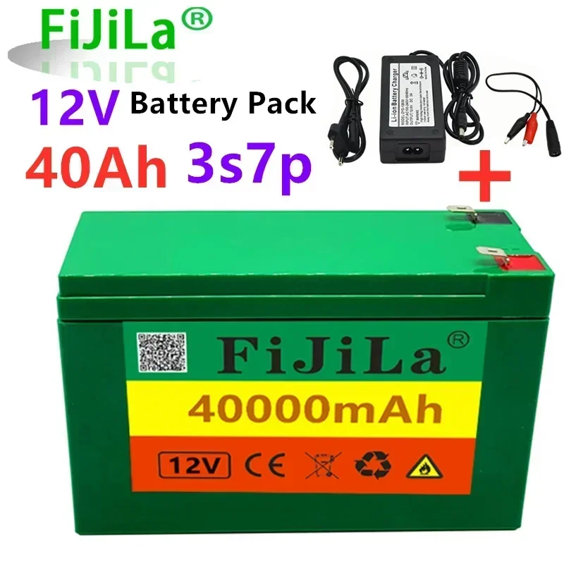 

12V40Ah 3S7P 18650 Lithium Battery Pack+12.6V 3A Charger, Built-in 40Ah High Current BMS, Used For Sprayer, 12V Power Supply