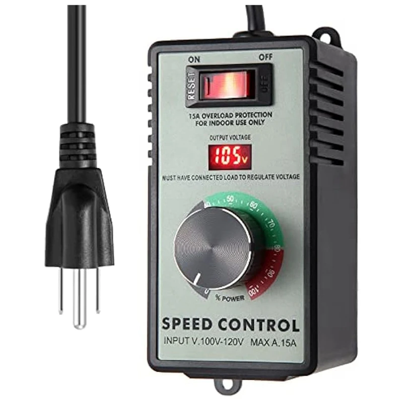 

AC Motor Speed Controller,15A Max Electronic Voltage Regulator AC Controller US Plug