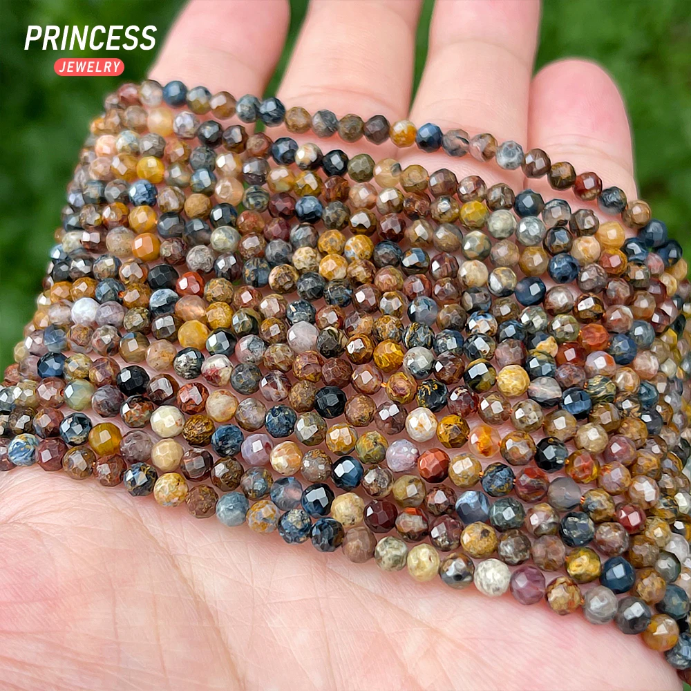 A+ Natural Namibia Pietersite 4mm Faceted Beads for Jewelry Making DIY Bracelet Necklace Accessories, Petrified Wood 4
