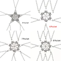 8 Pcs/Set Best Friend Necklace Creative Pentagram Pendant Alloy Accessories Friendship Necklace Best Friend Alloy Pendant 1