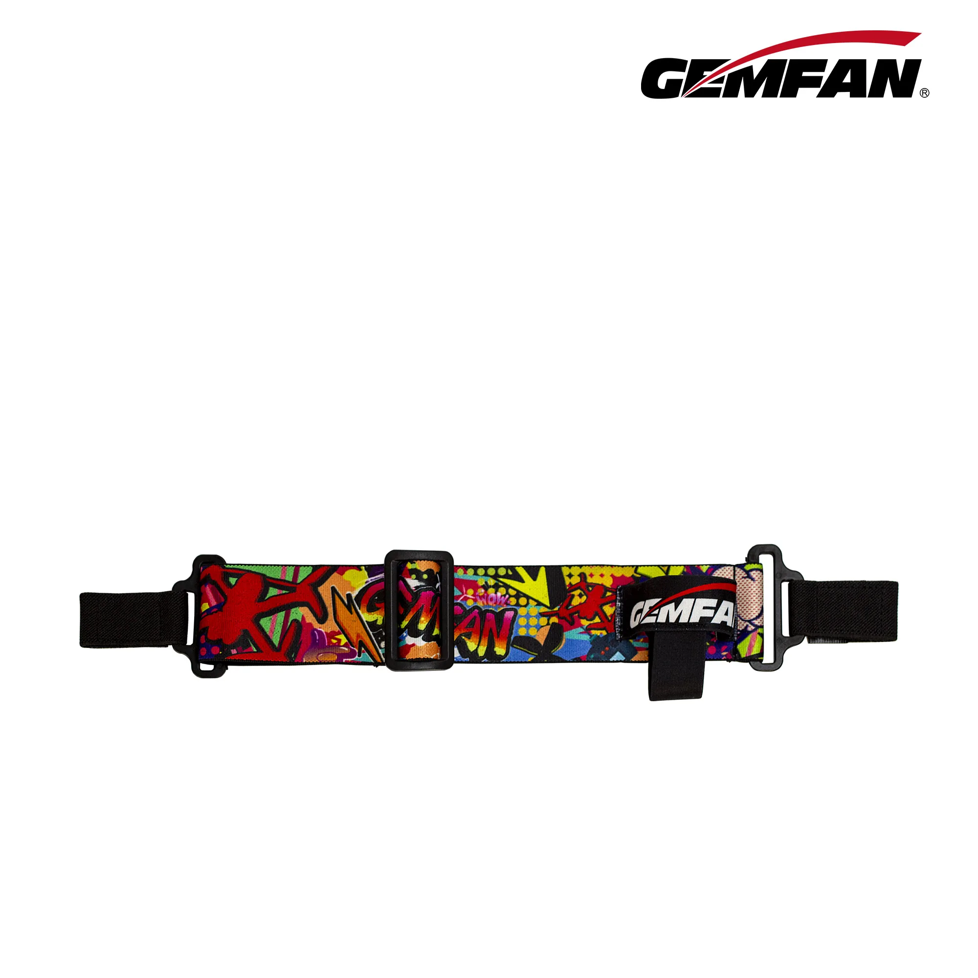 Détail du bandeau élastique réglable pour lunettes FPV Gemfan Graffiti, montrant la texture et le système de serrage.