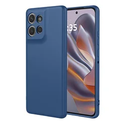 Frosted Rubber Case with Microfiber Lining - Rugged Armor Silicone Protection for Moto ThinkPhone 25 (Dark Blue)