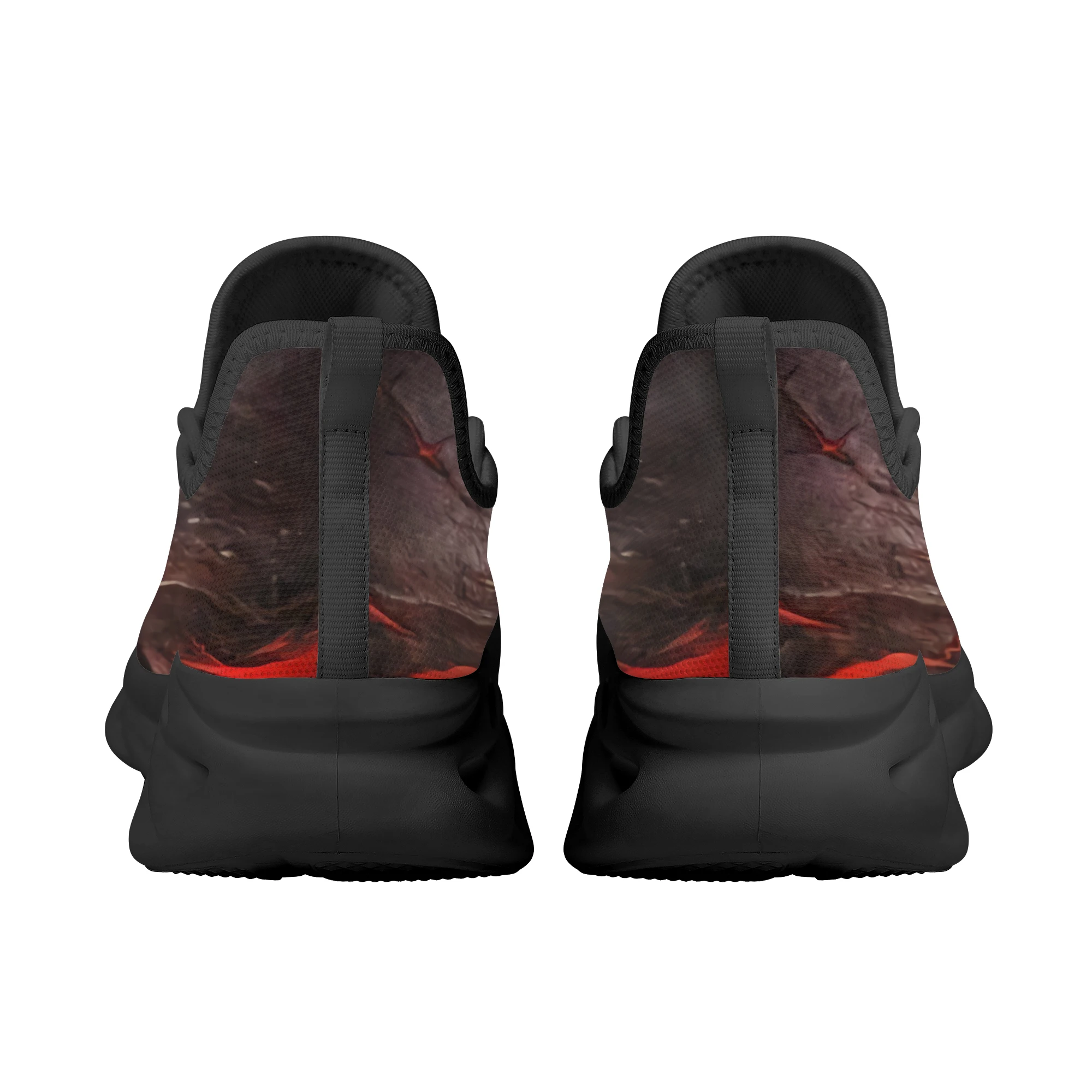 Flaming Skull Print Soft Sole Mesh Lace Up Shoes Elegant Comfortable Ladies Flat Shoes New High Quality Non-slip Sneakers Female