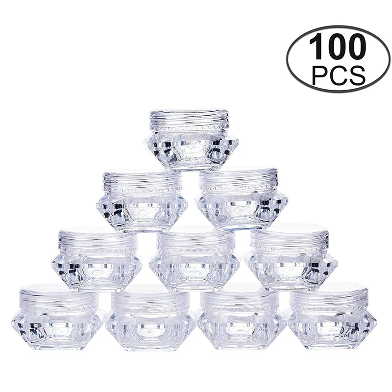 

100pcs 5 Gram Clear Jars Plastic Jars Plastic Cosmetic Container Empty Cosmetic Sample Containers 5G/5ML Plastic Pot Jars
