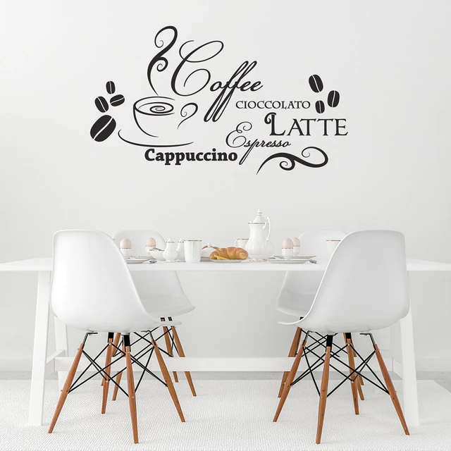 Autocollant Mural Moderne en Vinyle pour Fenêtre, Café, Expresso, Chocolat,  Cuisine, 73 Italie, Tasse, Haricot, Décor de Maison - AliExpress