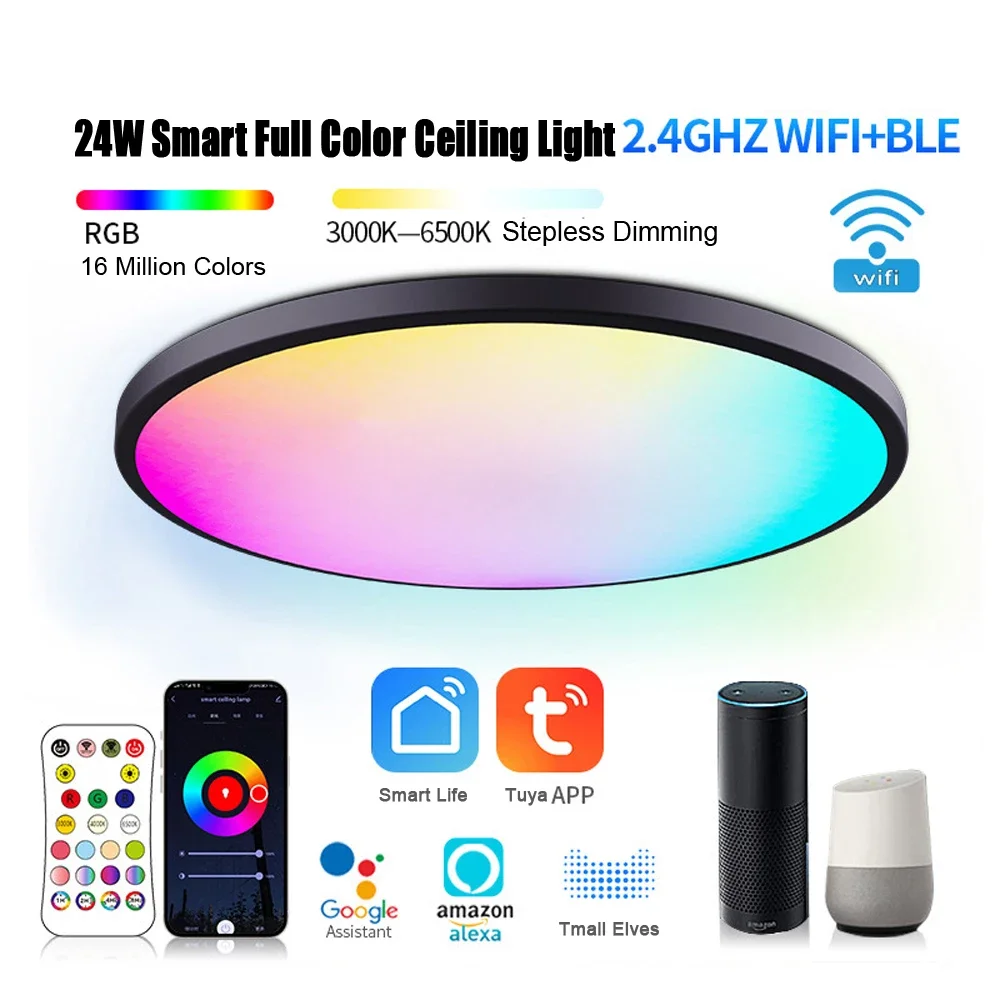 SmartRGBLEDCeilingLightwithAppVoiceControlAlexaGoogleRemote