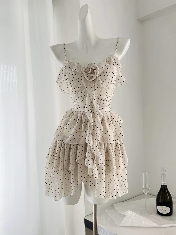 Summer Spaghetti Strap Mini Dress Ruffles Women Evening