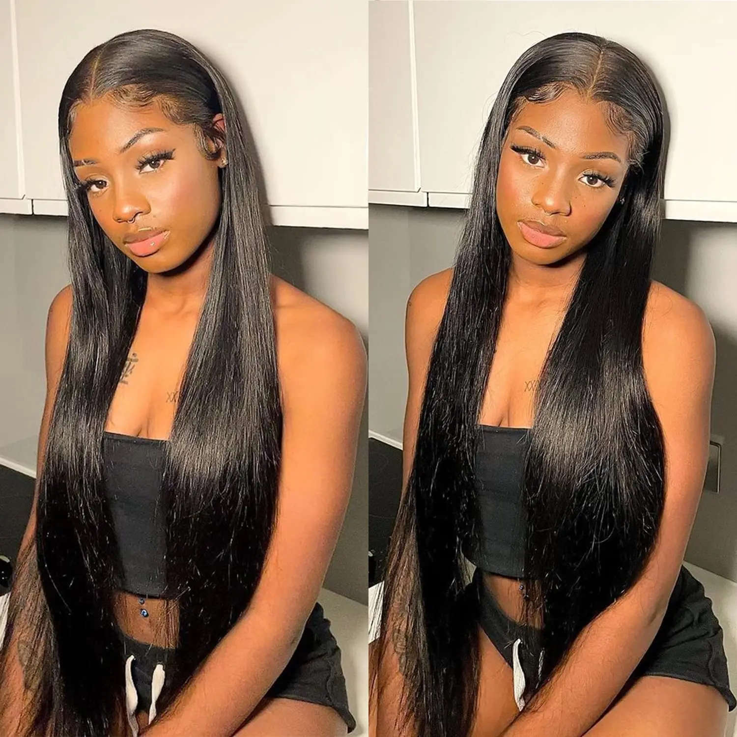 

4x4 Brazilian 360 Lace Frontal Wig 5x5 HD Lace Front Human Hair Wigs 28 34 Inch Bone Straight 250 Density PrePlucked Lace Wigs