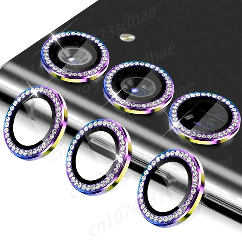Diamond 9H Tempered Glass Camera Lens Protector with Alloy Ring Cover
