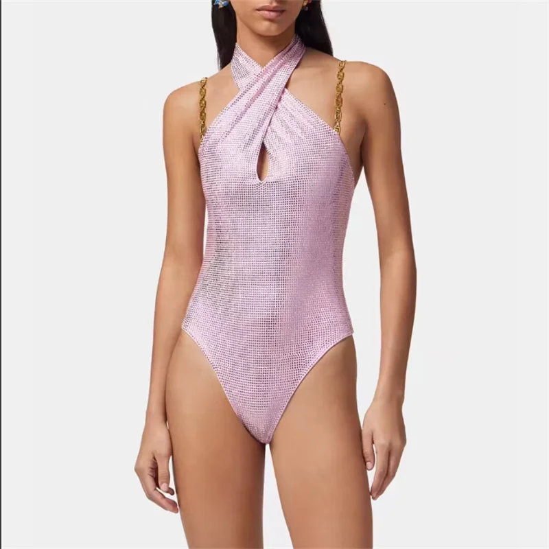 

Новые летние женские товары, распродажа, модный сексуальный яркий праздничный купальник без рукавов с лямкой на шее, комбинезон