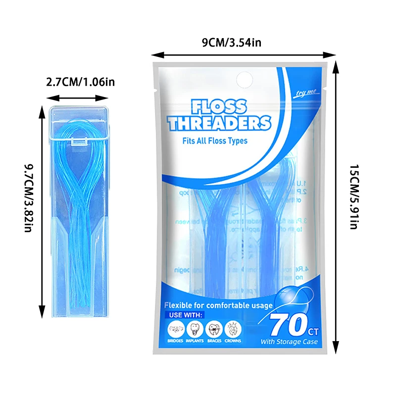 35/70pcs Dental Floss Threaders Tooth Floss Holder Between Orthodontic Braces Bridge Traction Braces