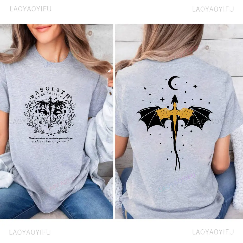 Men's T Shirts Fourth Wing Double-Sided TShirt Basgiath War College Shirt Women Tees Short Sleeve Graphic Vintage Bookish Tee 5