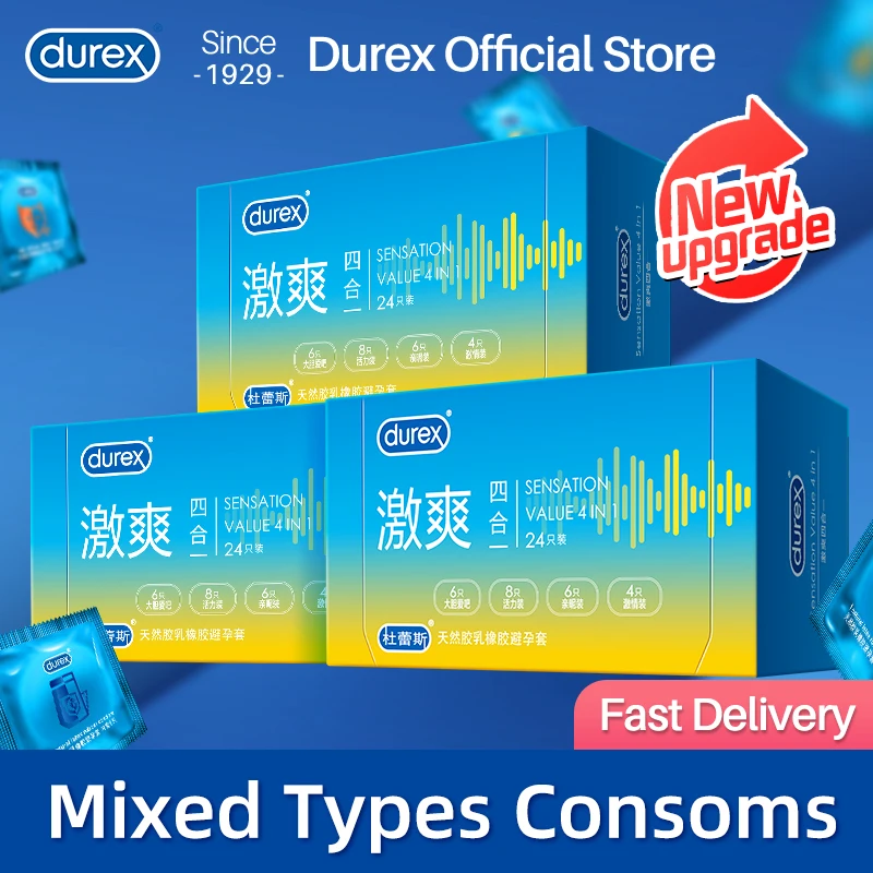 Durex Condoms 4 Types Sensation Value Ultra Thin Lubricated Sex Products Natural Rubber Latex Penis Sleeve Sex For Men