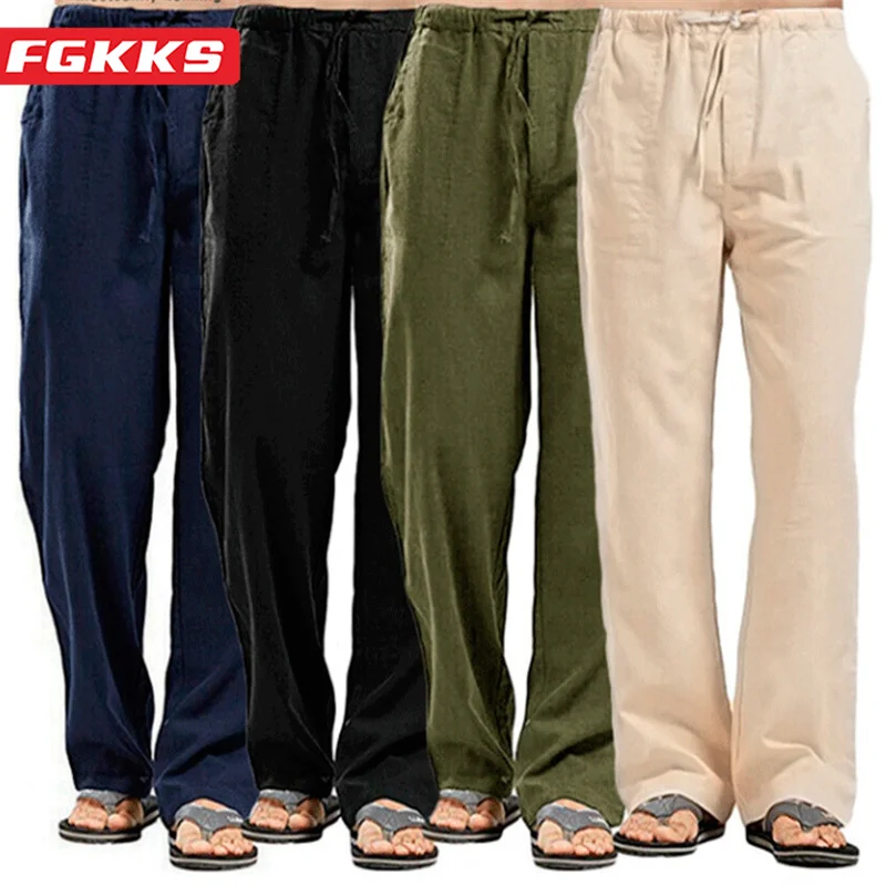 

FGKKS 2023 Outdoor Casual Pants For Men Solid Color Large Pocket Slim Pants High Quality Design Fashion Casual Pants For Men