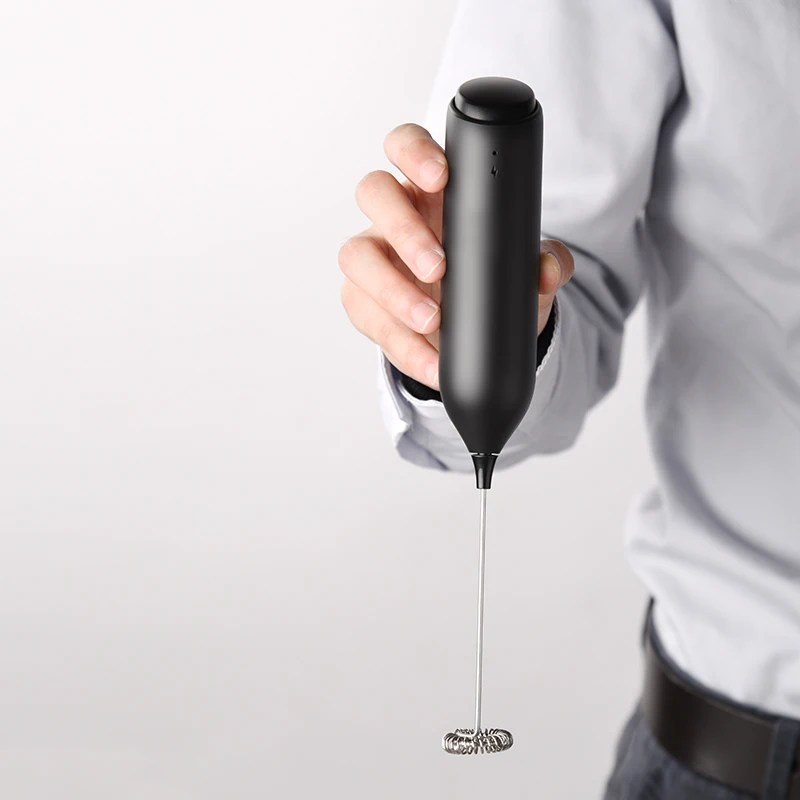 Electric milk frother set with rechargeable base wall-mountable foam maker for coffee